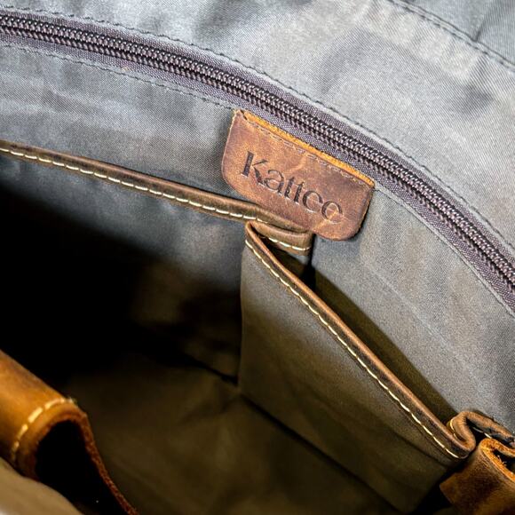 Kattee Leather Messenger Bag Briefcase Laptop Satchel Brown Distressed Vintage - Picture 8 of 11